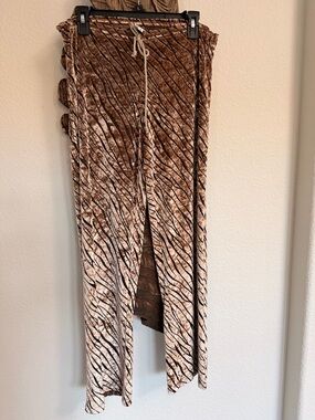 SAUVAGE swimwear California USA Velvet SHEER Zebra Wide Leg resort wear pant S